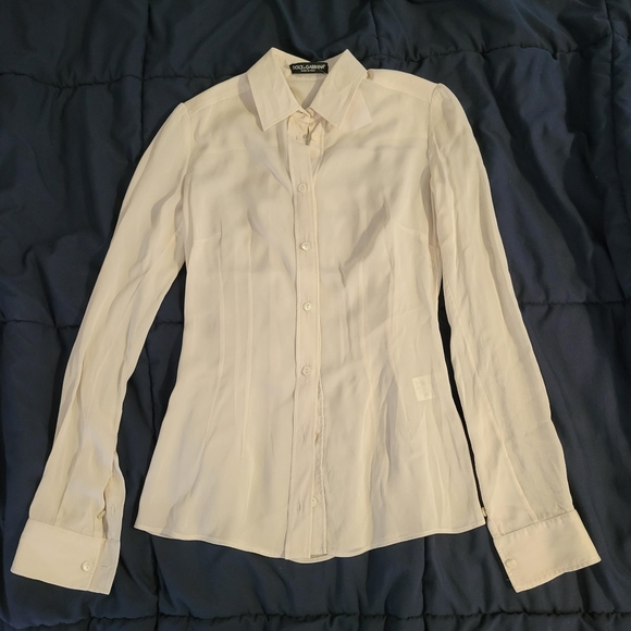 Dolce & Gabbana Silk White Button Down🌟 - Picture 1 of 4